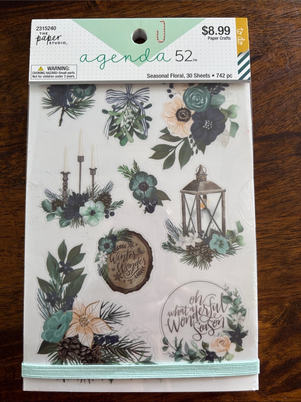 Agenda 52 Seasonal Floral Sticker Pack - Teal & Green